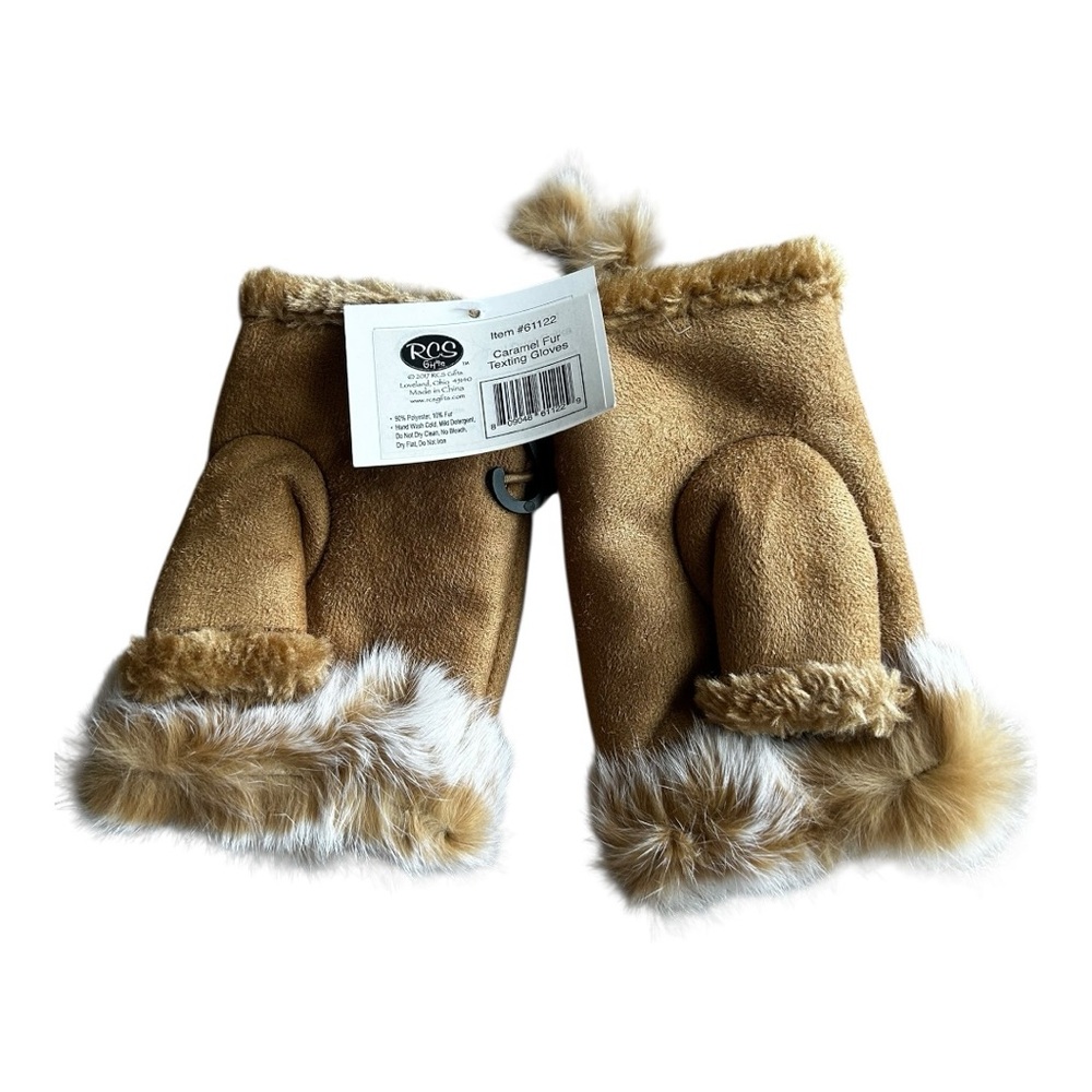 RCS gifts All Jazzed Up caramel faux fur texting gloves NEW